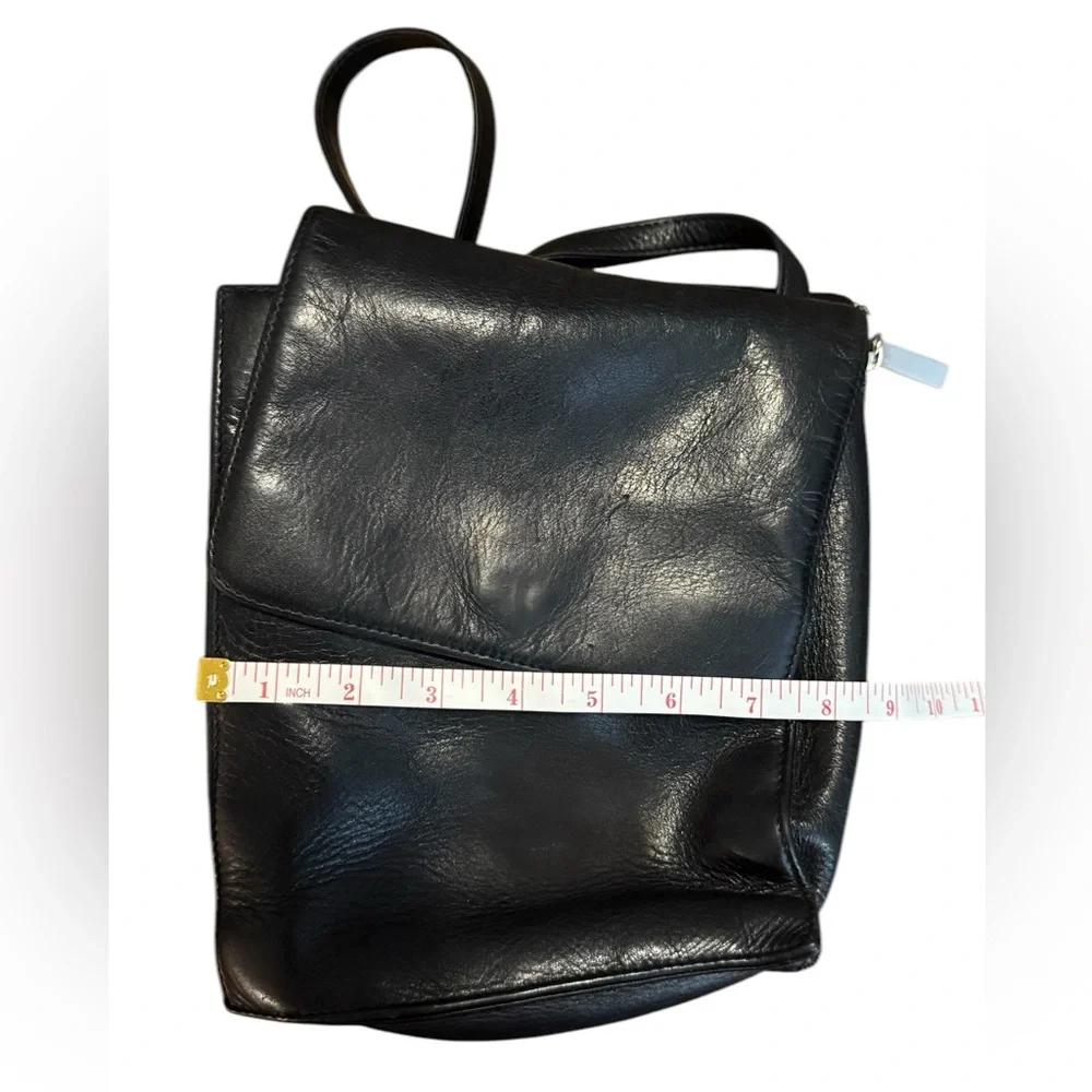 Hobo International Vintage Black Leather Small Crossbody Organizer Bag